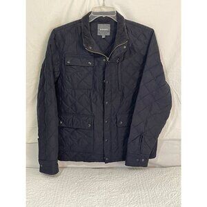 Bonobos Mens Quilted Jacket M Navy Blue Corduroy Collar Snap Buttons full Zip